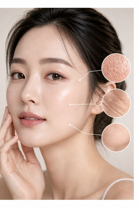 모공·주름·탄력 복합 개선 일러스트