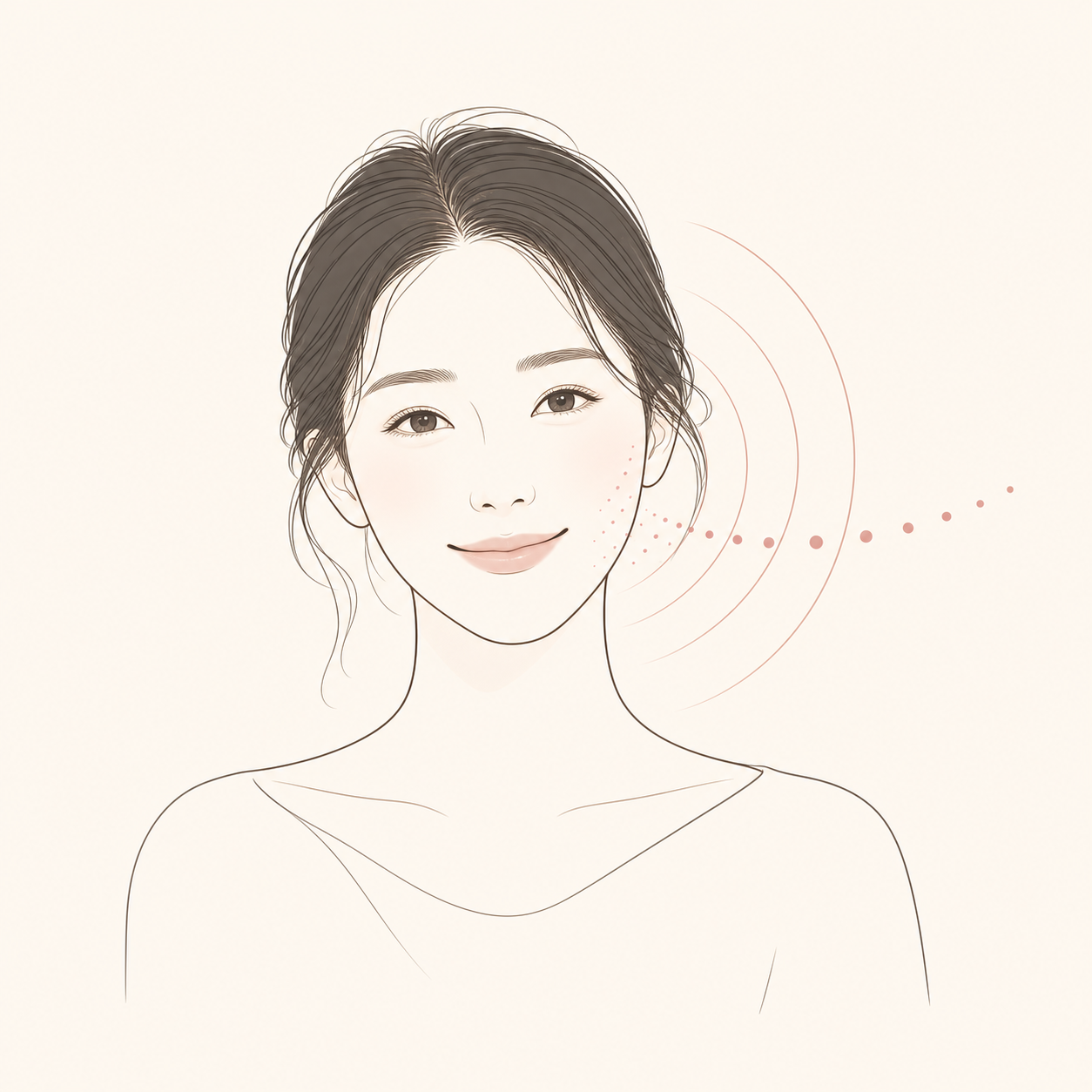 점진적이고 자연스러운 개선을 원하는 여성을 표현한 라인 일러스트